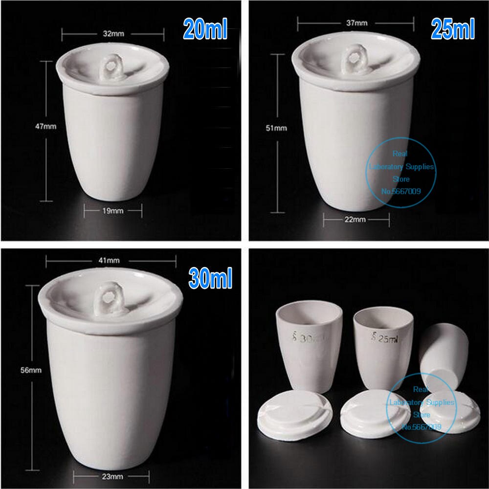 10pcs/lot lab 20ml 25ml 30ml Ceramic volatilizing crucible with cover for high temperature analysis