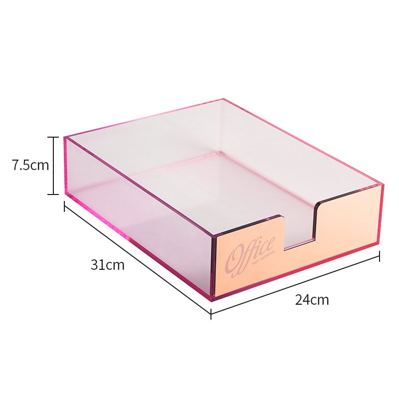 Organizador de escritorio para documentos, soporte acrílico antigolpes, caja de almacenamiento para casa, oficina, libros, documentos, estuche de lápices, estante, organizador de papelería: Flat Box-Purple