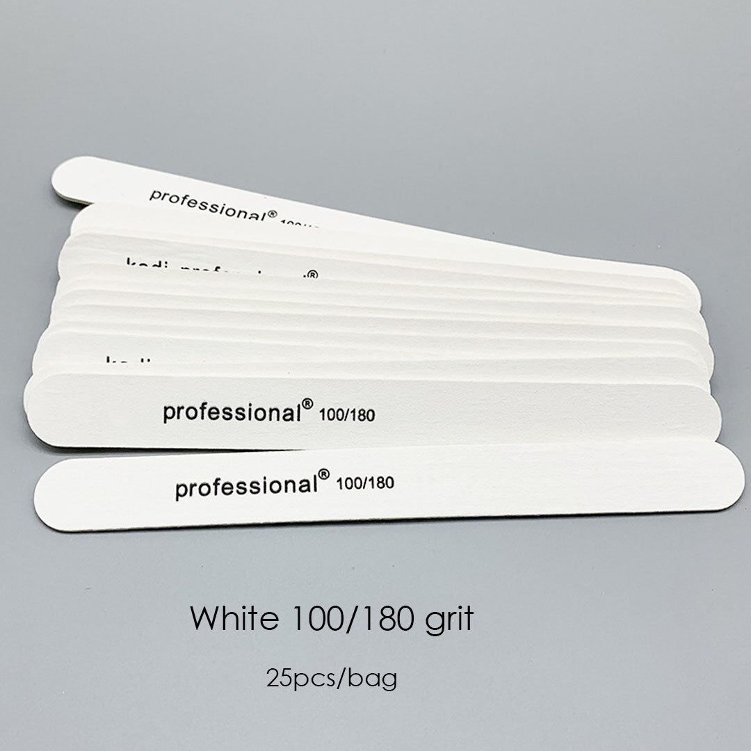 Lote de lijas para manicura , lote de 25 unids/paquete de limas para Nail Art, limas de uñas con gotitas, papel de lija para esmalte gris 100/180 Natural: White 100 180