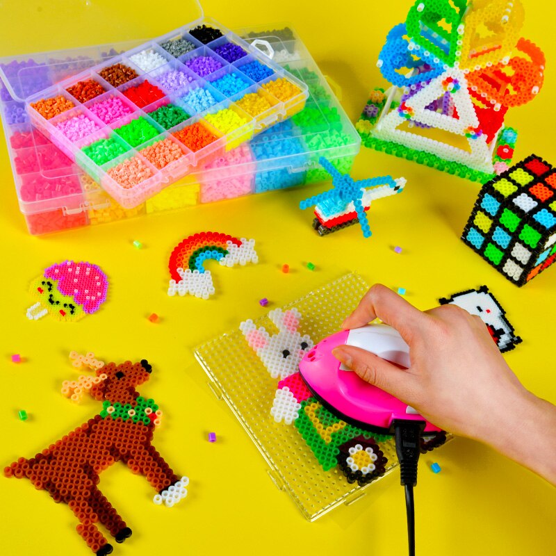 Children Mini Dry Iron for Perler Bead Hamma Bead Template Puzzle Kids DIY Beads Pegboards Accessories for Beads Art and Craft