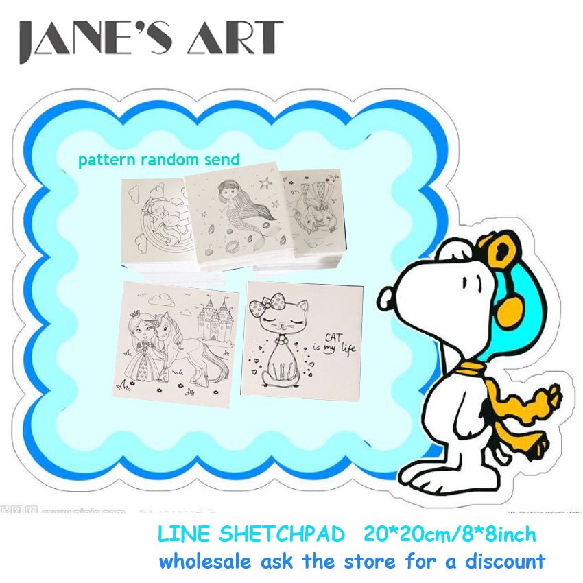 8x8Inch Sketchpad Line Drawing Canvas 20x20 Cm Pattern Random For Kids Or Students Oil And Acrylic Learning Paint Board