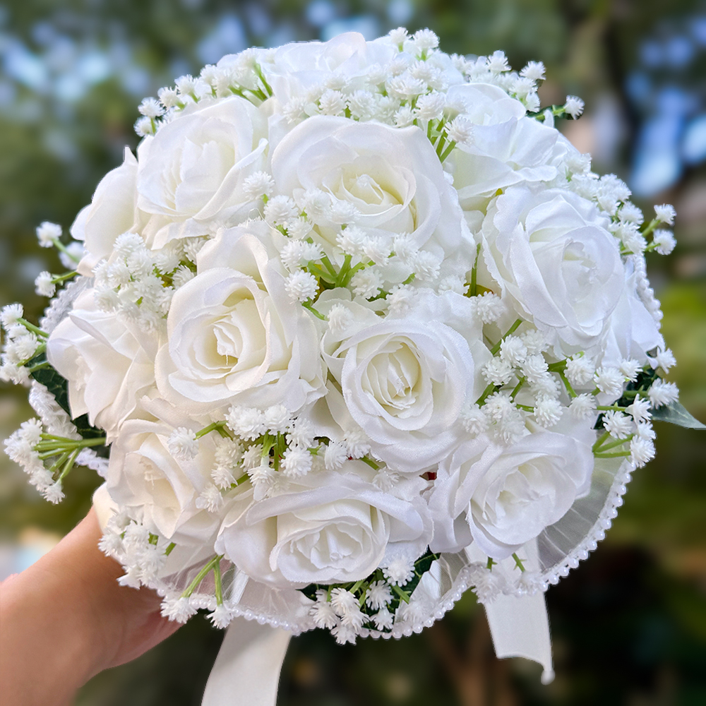 Babysbreath-Rosensträuße für sterben Braut, künstlicher Blumenstrauß für Hochzeiten Ich bin Freien, Valentinstag, Verlobungsfeiern