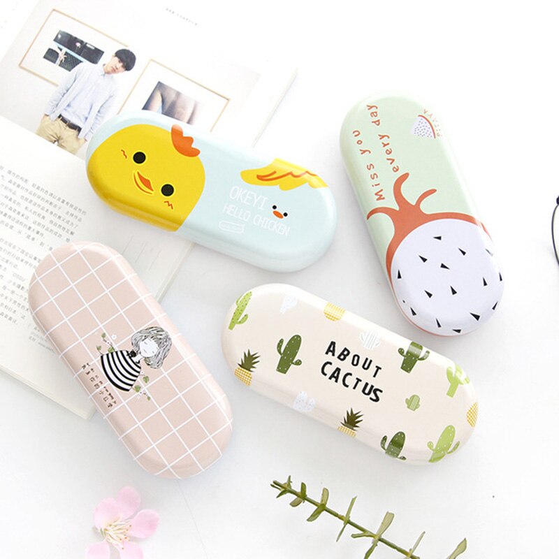 1PCS Top-grade Cartoon Metal Spectacle Cases for Eyeglasses Portable Rectangle Glasses Box Bag Eyewear Protector