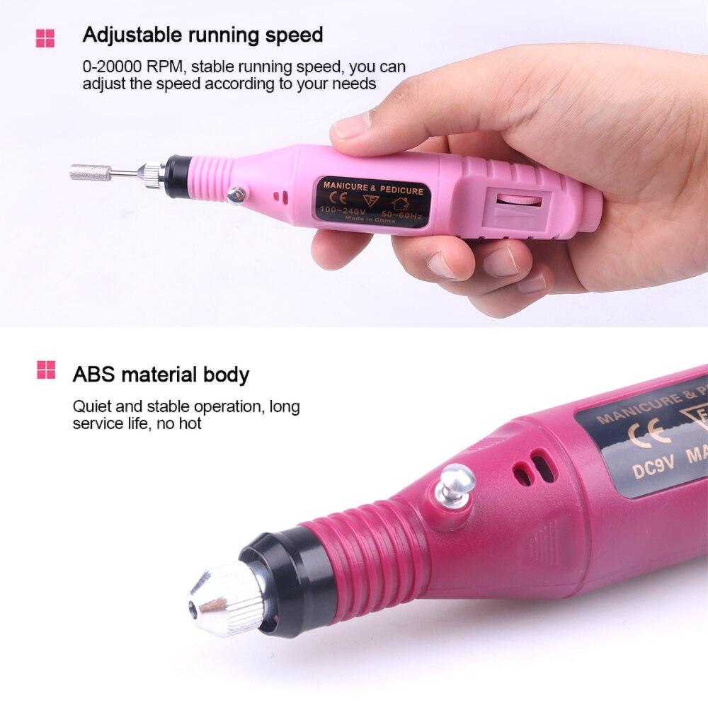 Professionele Elektrische Nagel Boor Machine Draagbare Pedicure 6 Bits Frezen Uv Led Koud Polish Remover Nail Art Manicure Tool