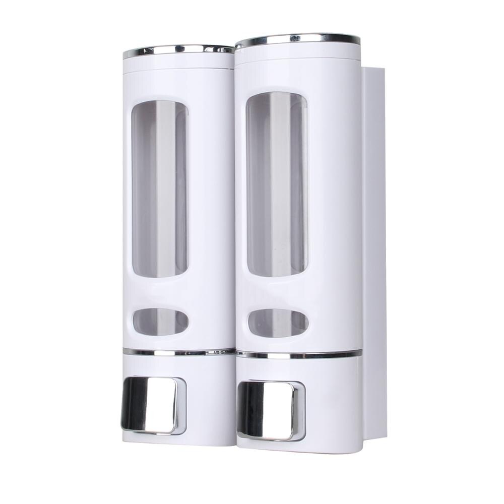 Enkele/dubbele 400ml zeepdispenser wandmontage douche bad shampoo dispenser vloeibare zeep container badkamer toilet accessoires: Wit 2