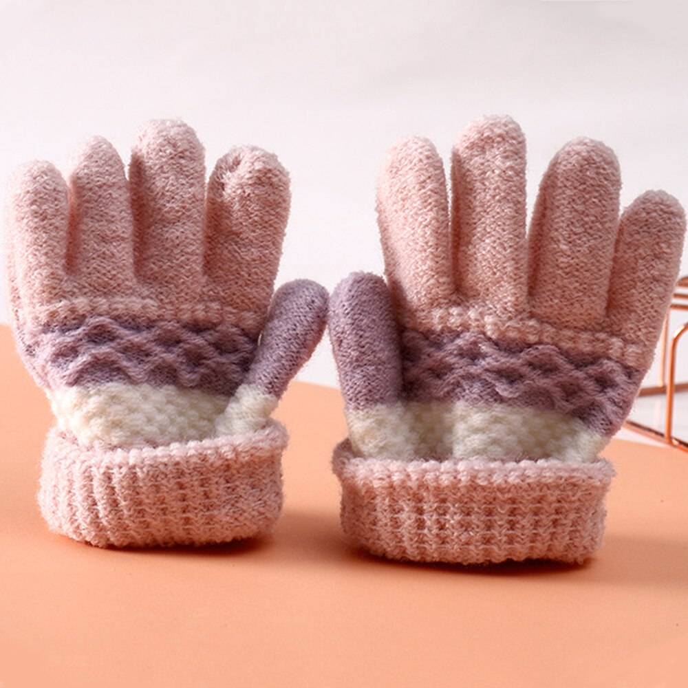 Luvas de inverno crianças meninos meninas luvas listra dividir dedo mais quente luvas de malha estudantes macios quentes luvas de escrita luvas