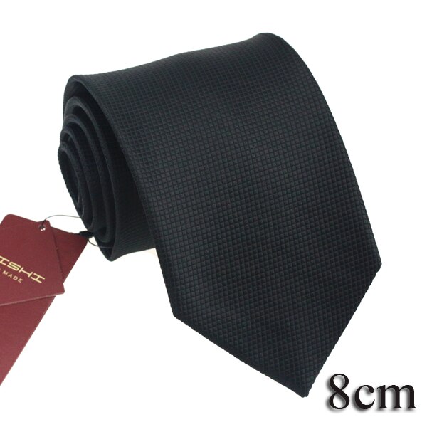 HUISHI Classic Simple Plain Black Mens Ties Business Stripe 8cm And 6cm Neckties Jacquard Woven Polyester Slim Wedding: TP-10