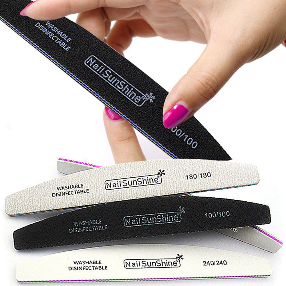 1Pcs Professionele Houten Nagelvijl Schuurpapier Nail Buffer Blok Nagelvijl 100/180/240 Wasbare Manicure Nail accessoires Gereedschap