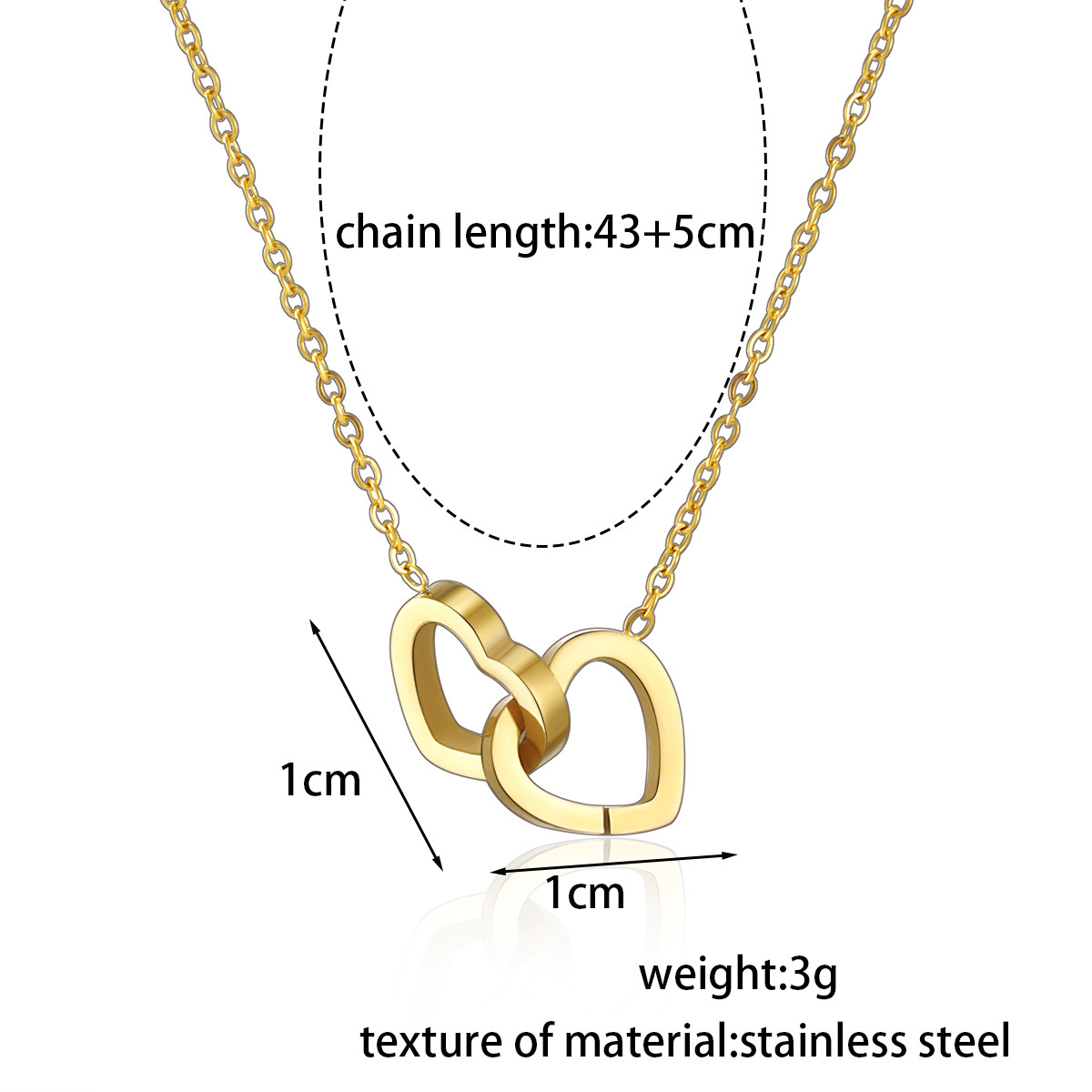 Collares con nombres grabados personalizados con colgante de 2 corazones de acero inoxidable a la Simple para novia y mujer
