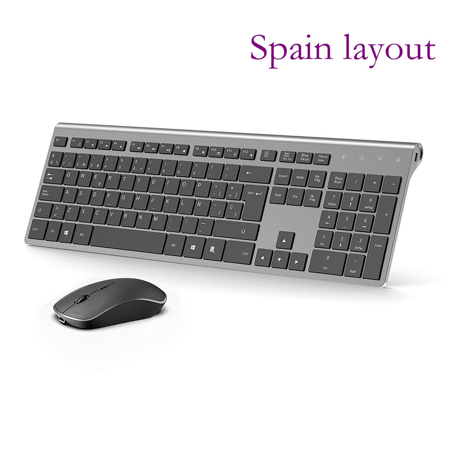 Rechargeable Wireless Keyboard Mouse 2.4G Full Size Thin Ergonomic And Compact For Laptop, PC, Desktop，Computer, Windows