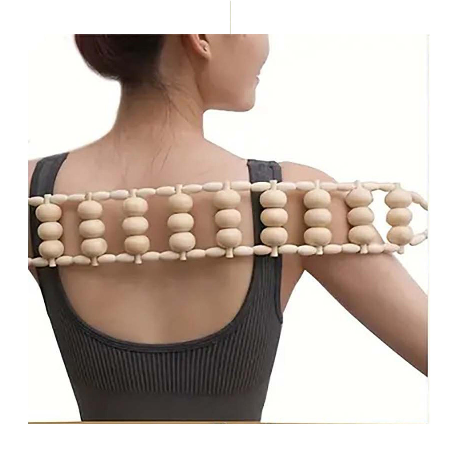Wood Back Massager Roller Rope Wood Therapy Massage Tools Body Sculpting - Lymphatic Drainage Anti-cellulite Muscle Pain Relief
