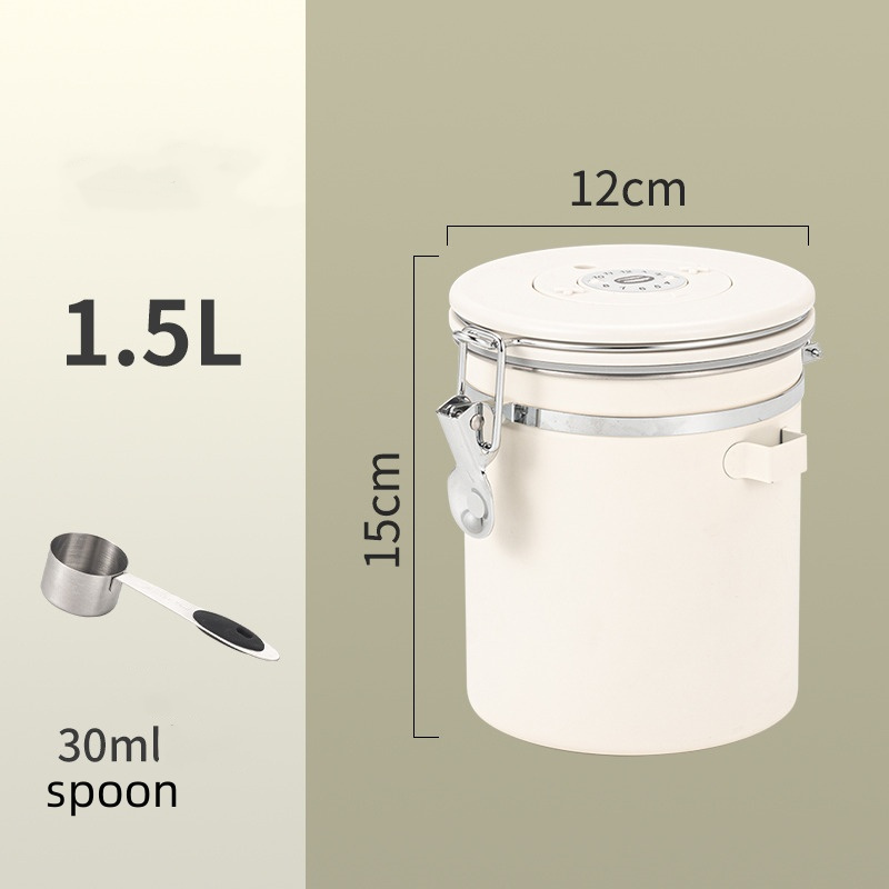 Stainless Steel Coffee Canister Coffee Bean Storage Airtight Containers with Date with Spoon Vent Valve Kitchen Food Storage Jar: Beige