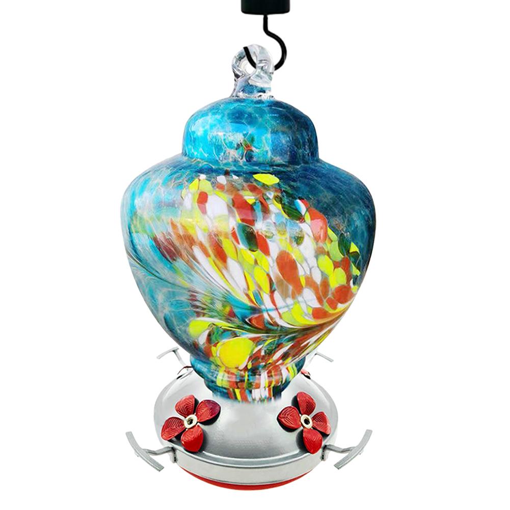 Bird Water Feeder Bottle Hanging Hummingbird Feeder Garden Outdoor Painted Flower Iron Hook Bird Automatic Feeder Water Feeder