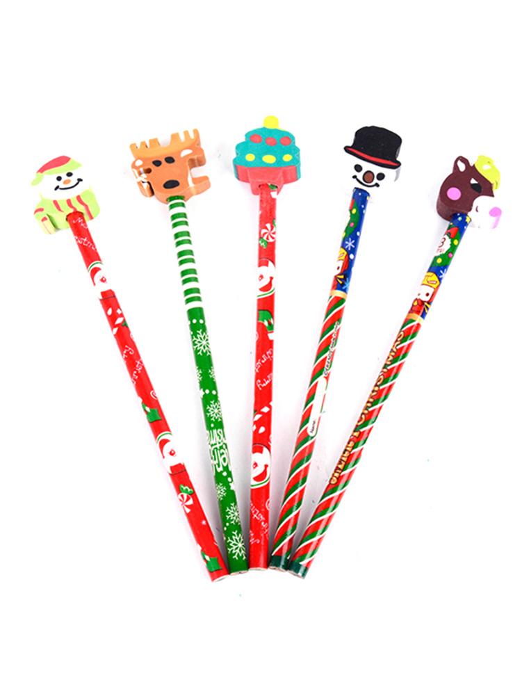 5PCS Cartoon Potlood Met Gum Kleurrijke Kerstcadeau Kleurrijke Kinderen Potlood