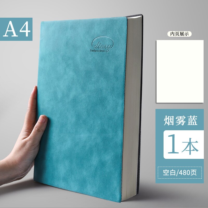 Notesbog  a4 fortykket stor virksomhed super tykt gitter blankt gitter dagbog cuaderno notesbøger og tidsskrifter libretas zeszyt caderno: Blå blank