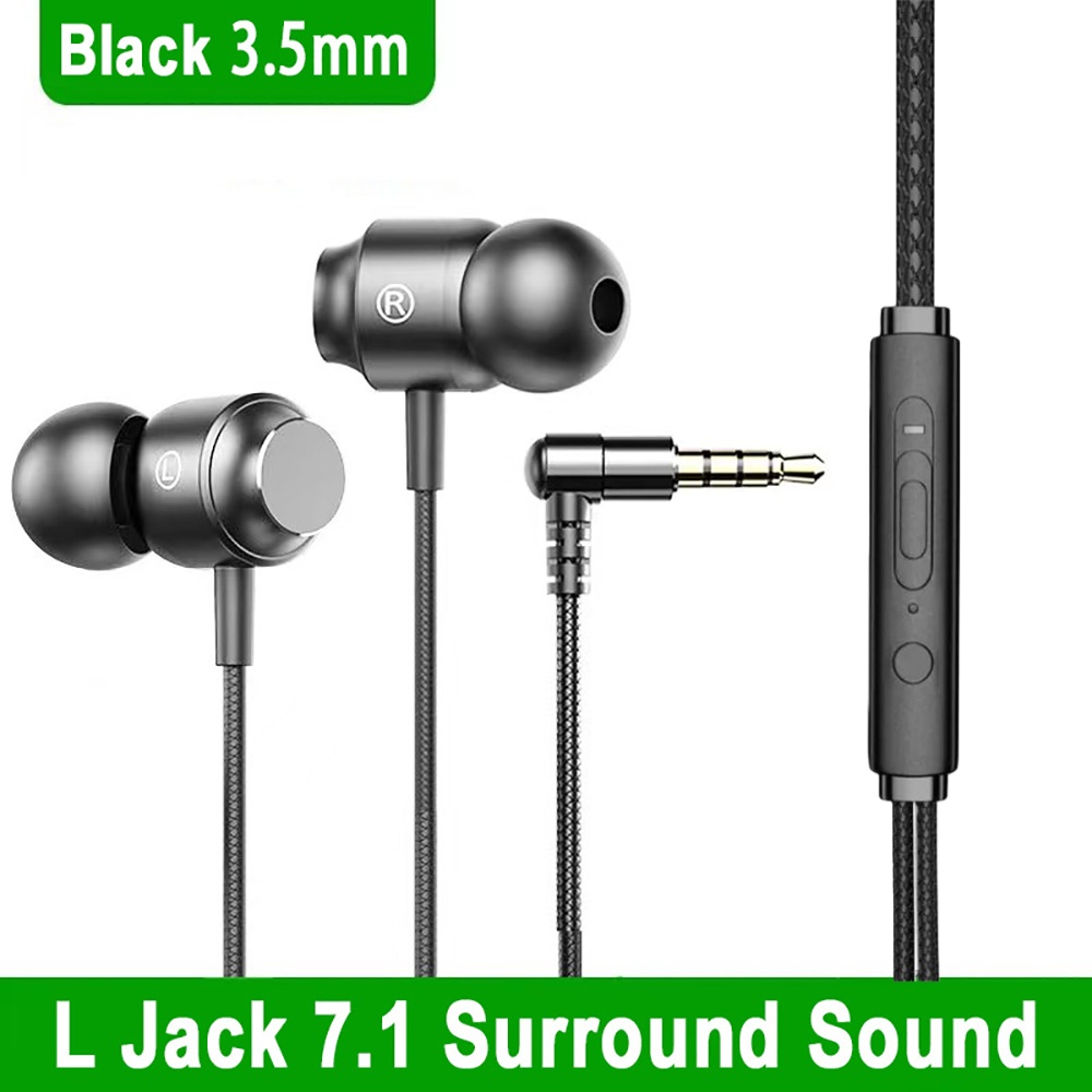 90° Jack Wired Gaming Headset HiFi Surround Sound With Mic Type C 3.5mm Music Headphones For iPhone Huawei In-ear Bass Earphones: dark blue