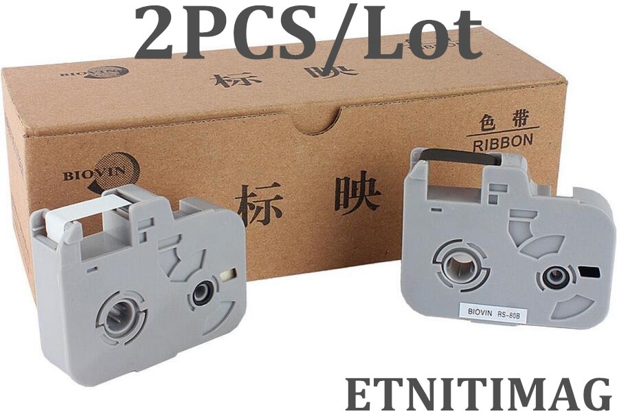 2Pcs BIOVIN Ink Ribbon RS-80B Black Or White Original ink cartridges For Electronic Lettering Machine S650E,S700E