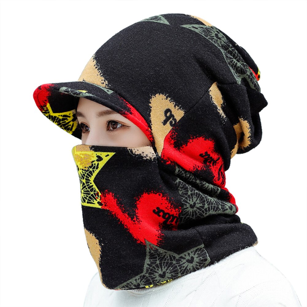 Vinter varm ansigtsmaske koldt vejr ansigtsdæksel hatte til kvinder vinter bib hat kvinder vinterhue med ansigtsovertræk: Farve -3
