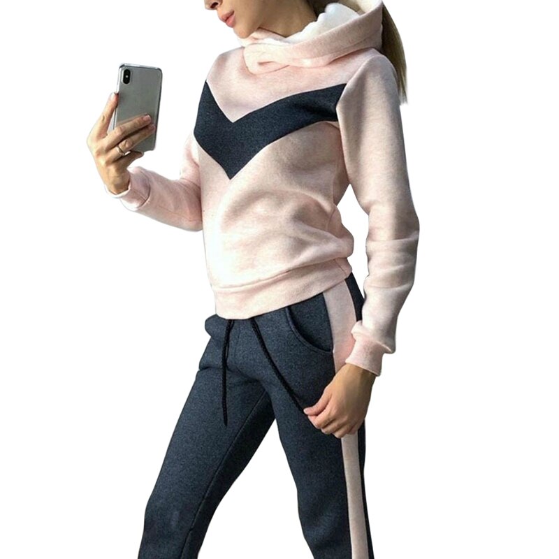Vertvie wintersportpakken fluwelen hoodies jas veterbroek fleece dames hardloopsportkleding warme trainingspakken dikke kleding: Donkergrijs / S