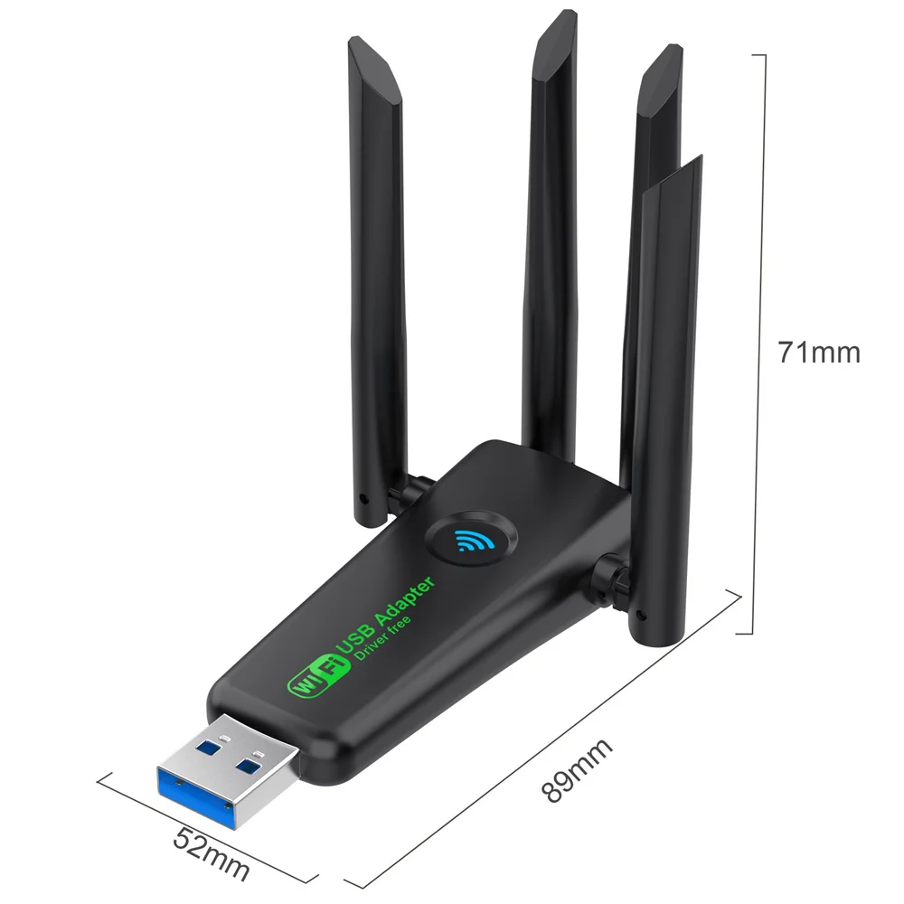 1200Mbps USB Wifi Adapter Dual Band 2.4GHz 5GHz WiFi Dongle With 4 Antenna PC Mini Computer Wireless Network Card Receiver