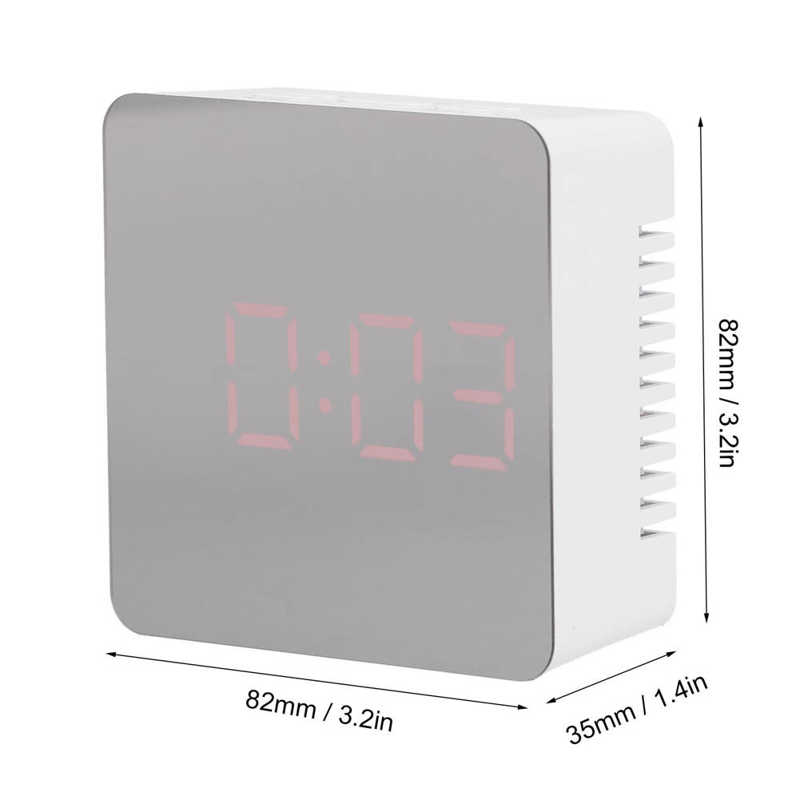 Mirror Clock Multifunctional Smart Clock Square Shaped for Living Room for Office for Bedroom