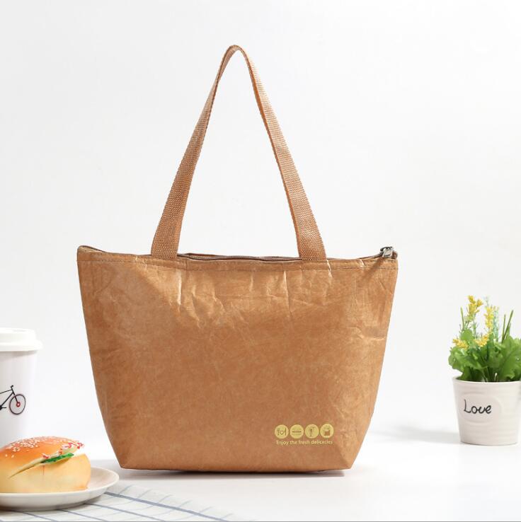 Opvouwbare, herbruikbare, waterdichte lunchtas van papier, 6l kraftpapieren lunchtassen voor dames en heren, milieuvriendelijke aluminium picknicktassen: 2