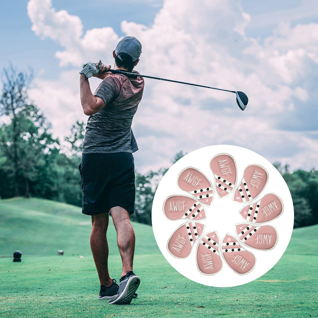 Ensemble de couvre-tête en fer de Golf 9x, housse de protection polaire doublée pour tête de Club: Pink