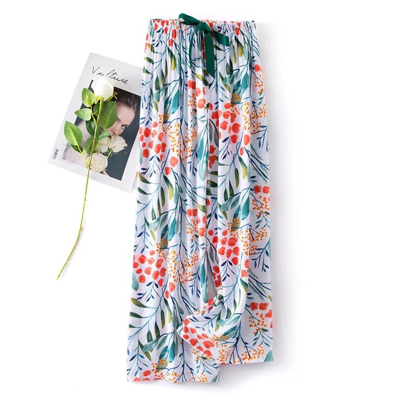 Women Summer Cotton Gauze Pants Japanese Style Simple Elastic Waist Casual Plus Size Home Pants Print Pattern Pyjama ouc194: 6