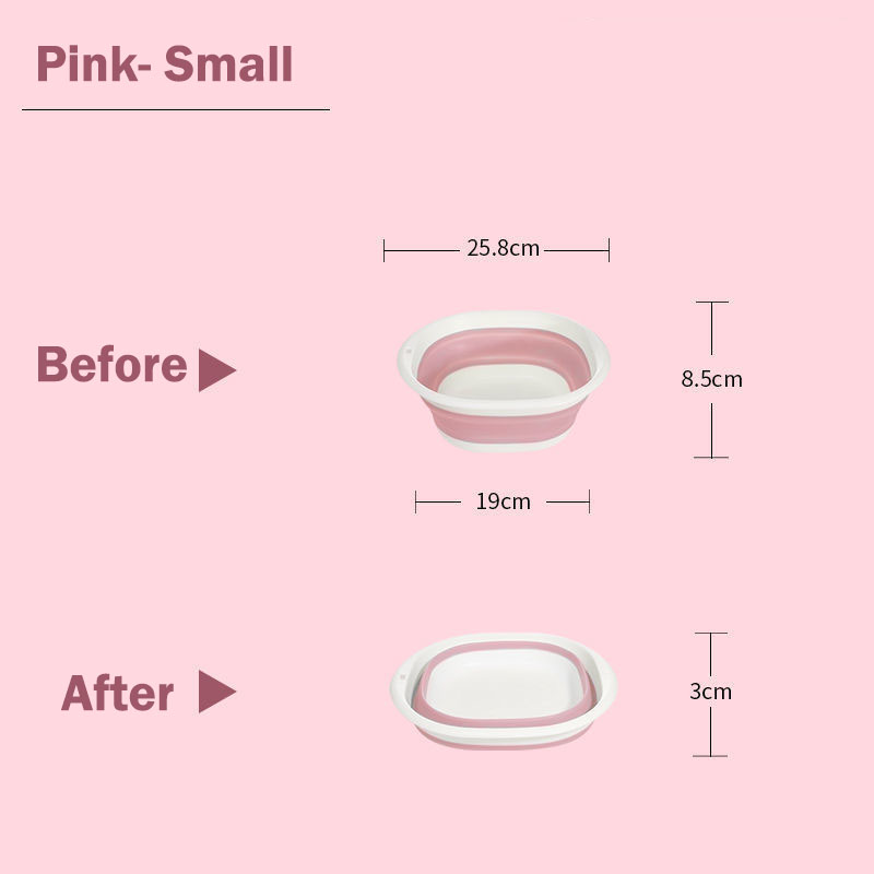 Plastic Folding Basins Portable Wash Basin Home Outdoor Laundry Tub Bathroom Kitchen Accessories Wash Basin 3 Models: Small Pink