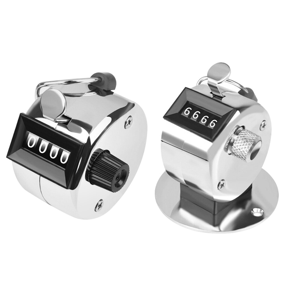 4 Digit Number Counter Mini Manual Stainless Steel Counter Handheld 0-9999 Counting Range Counting Tool Knob And Metal Base Type