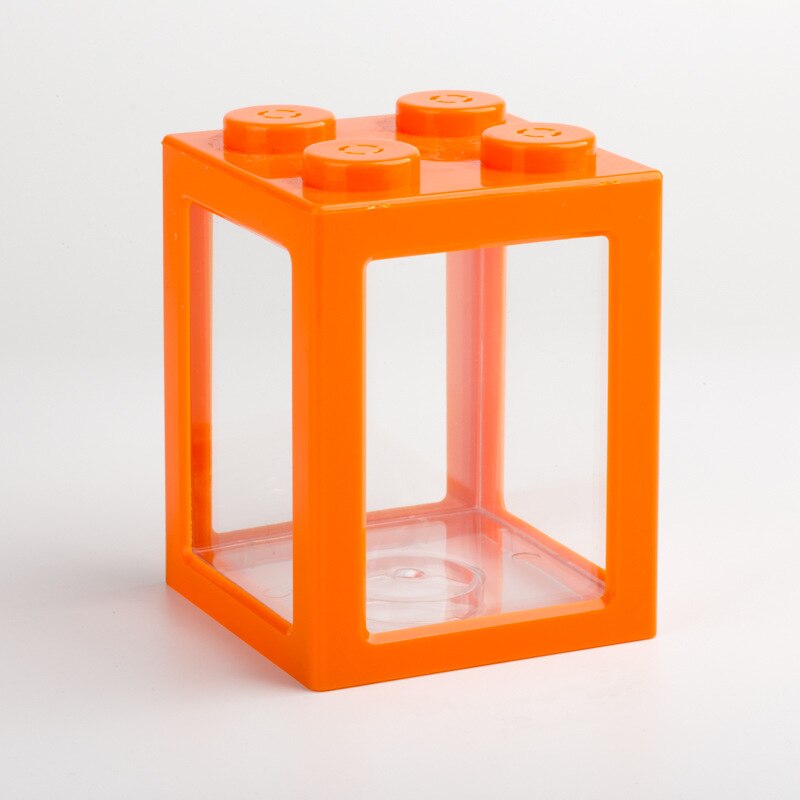 Small Fish Tank Mini Betta Aquarium Stackable Cube Tank Decor Ant Feeding Case Mini Reptile Row Box for Office Home: orange