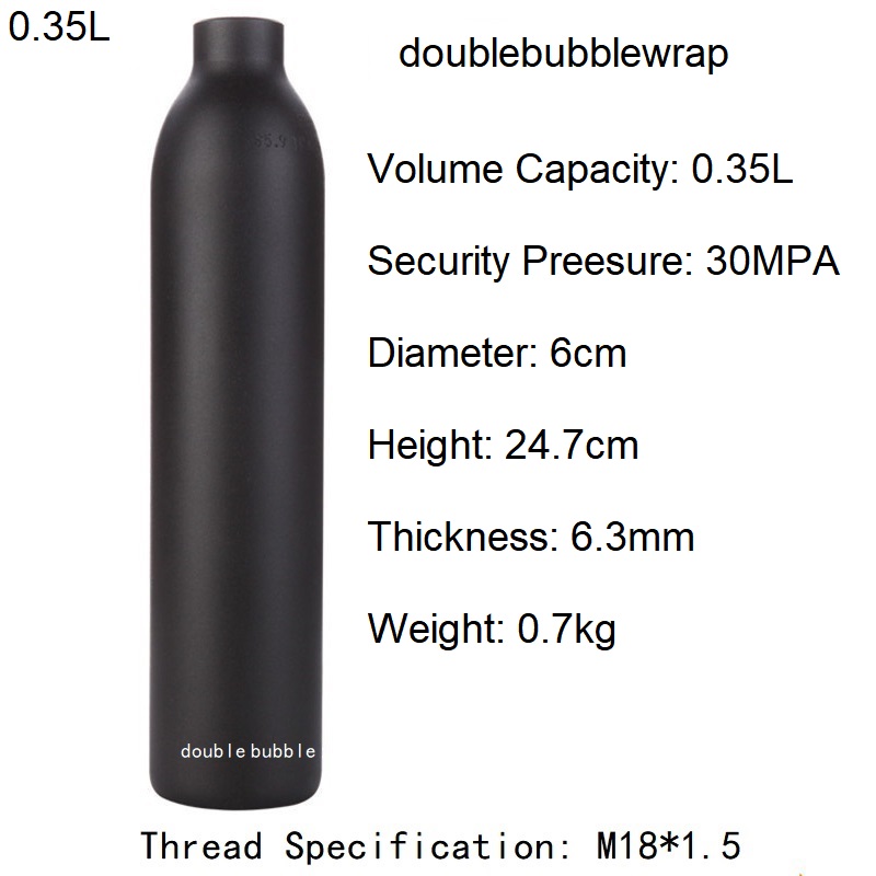 Tanque de botella de aluminio de 0,22l-0,5l, cilindro de tanque de 4500 PSI, planta de acuario de buceo, tanque de CO2, rosca de tanque de oxígeno de buceo M18 * 1,5: Gris