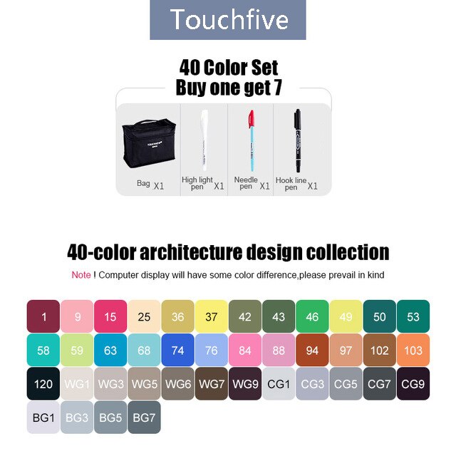 Touchfive Marker 30/40/60/80 Farben Kunst Marker Set Fettige Alkohol Basierend Skizze Marker Stift für künstler Zeichnung Manga Animation: 40 architectural set