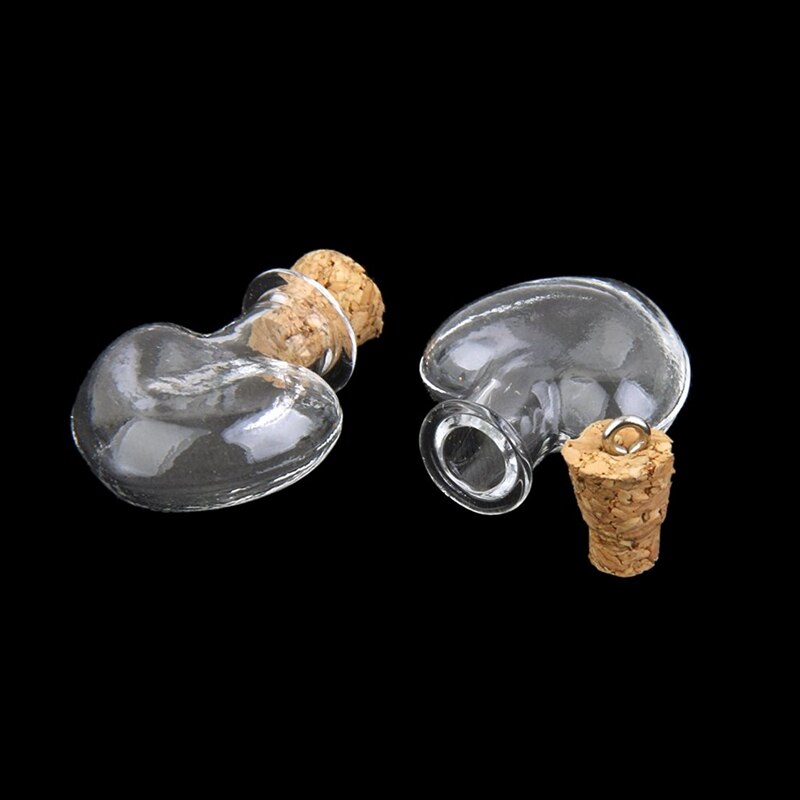 10 stuks glazen kurk fles glazen ampullen wol fles hangers hartvorm-abux