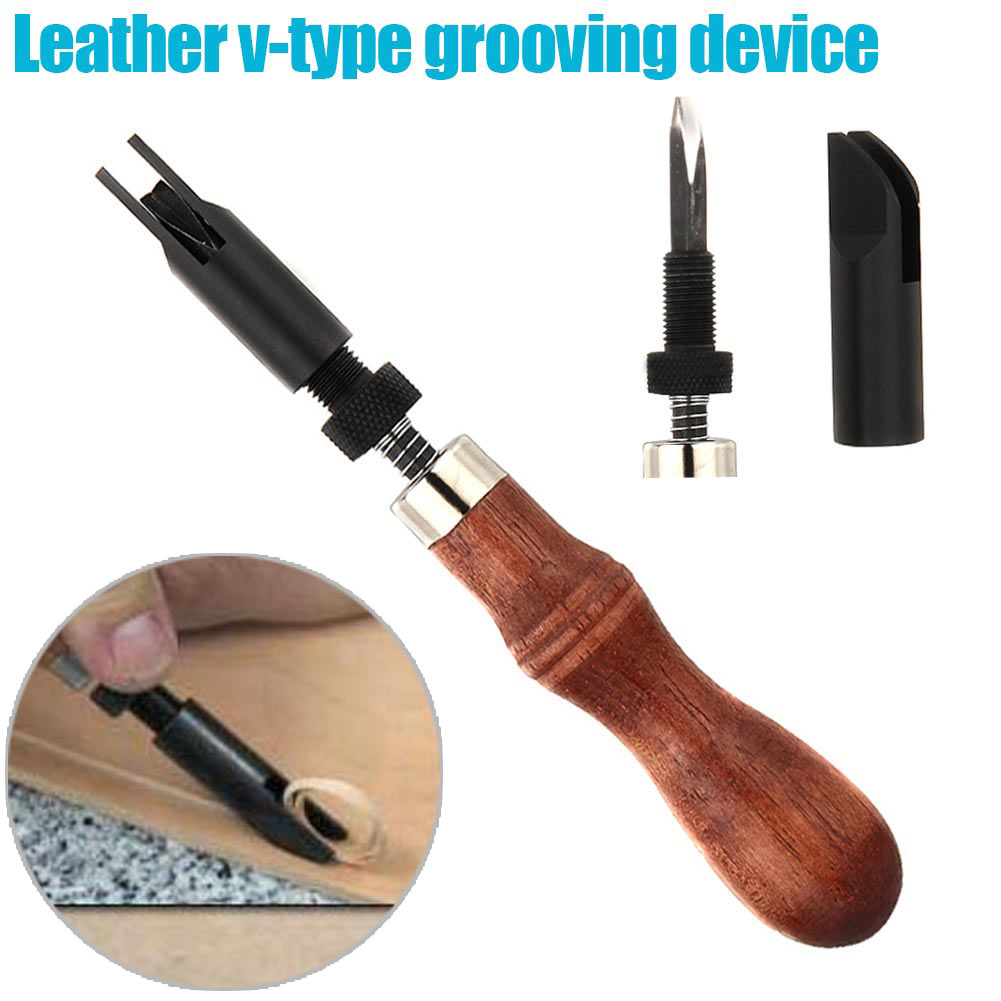 Handmade Leathercraft Leather Edge Beveler Cutting Groover Skiving Trimming Adjustable V Style DIY Leather Craft Tool TI99