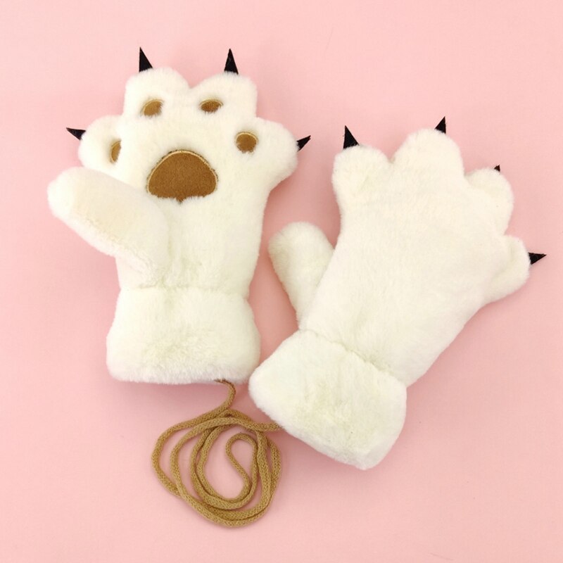 Kinderen meisjes schattige berenpoot handschoenen winter warm dik pluizig pluche cartoon dier imitatie konijn haar handschoenen: Gewicht