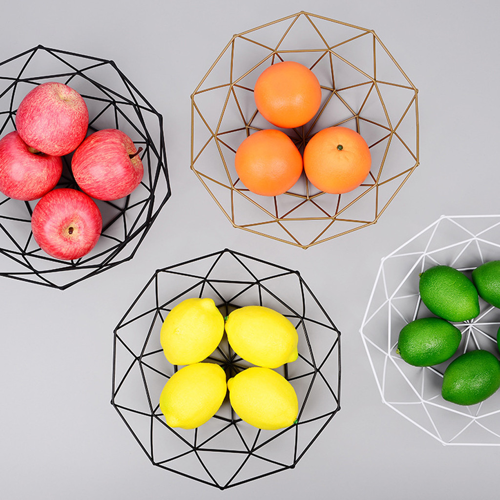 1 stuk Fruit Kom BasketSimple stijl Geometrische Fruit Groente Draad Mand Metalen Kom Keuken Opslag Desktop metalen fruitmand