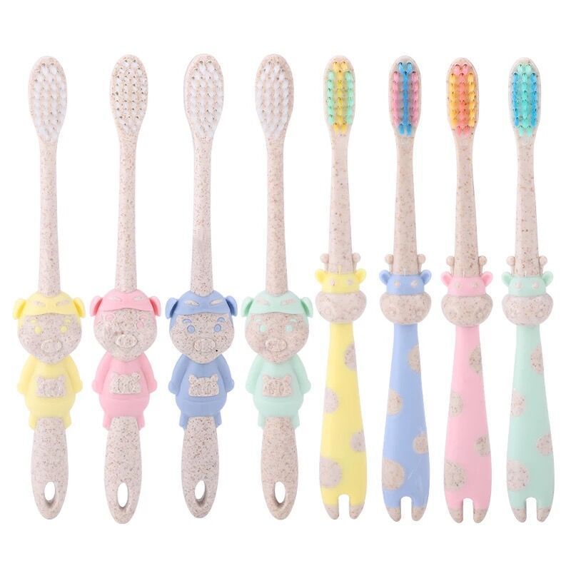 Brosse à dents mignonne à poils souples de dessin animé, cochon, accessoire d'entraînement, personnage, soins dentaires pour bébé