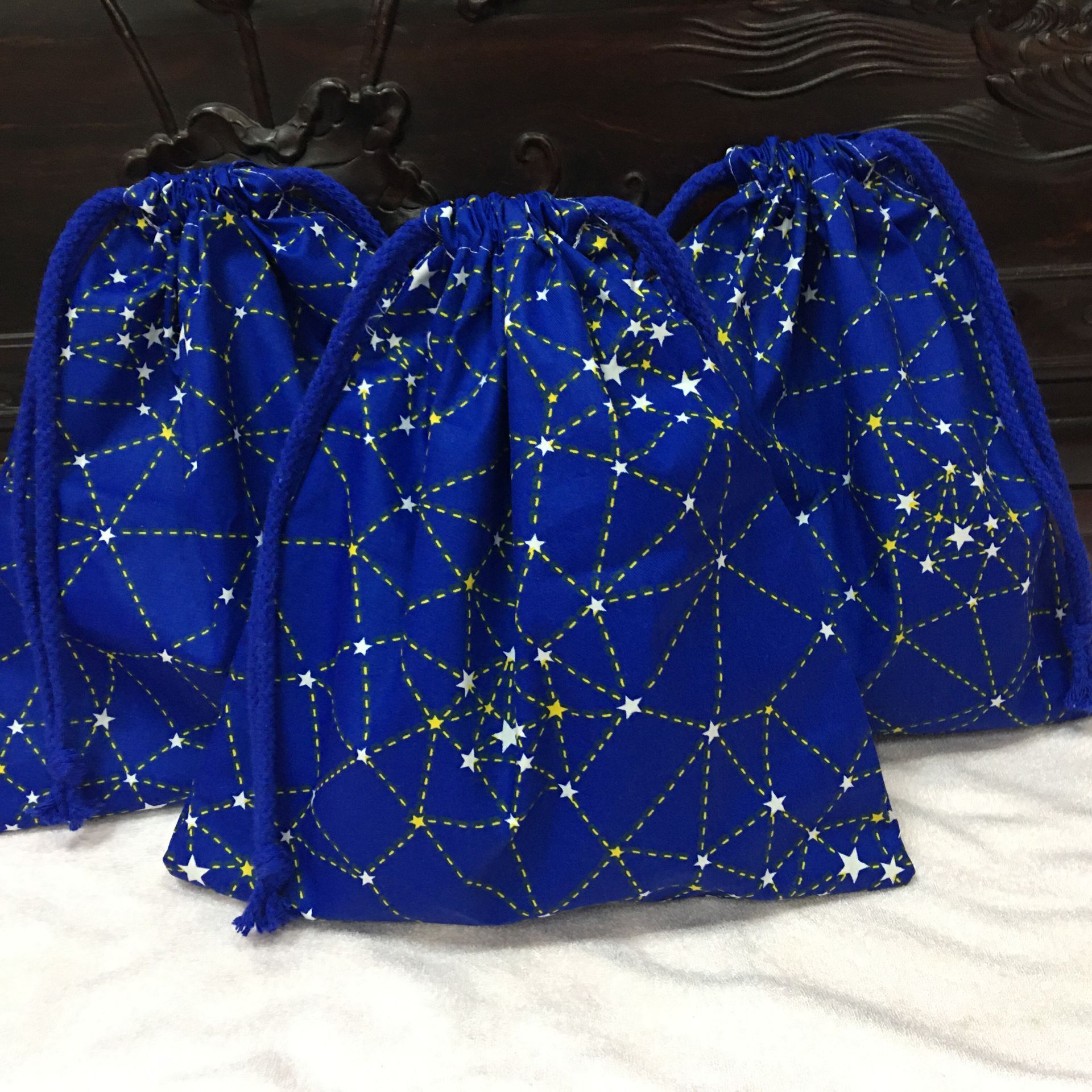 1pc borsa multiuso in cotone con coulisse abbigliamento giocattolo ordinato sacchetto regalo per feste stella Navy YI 0119a