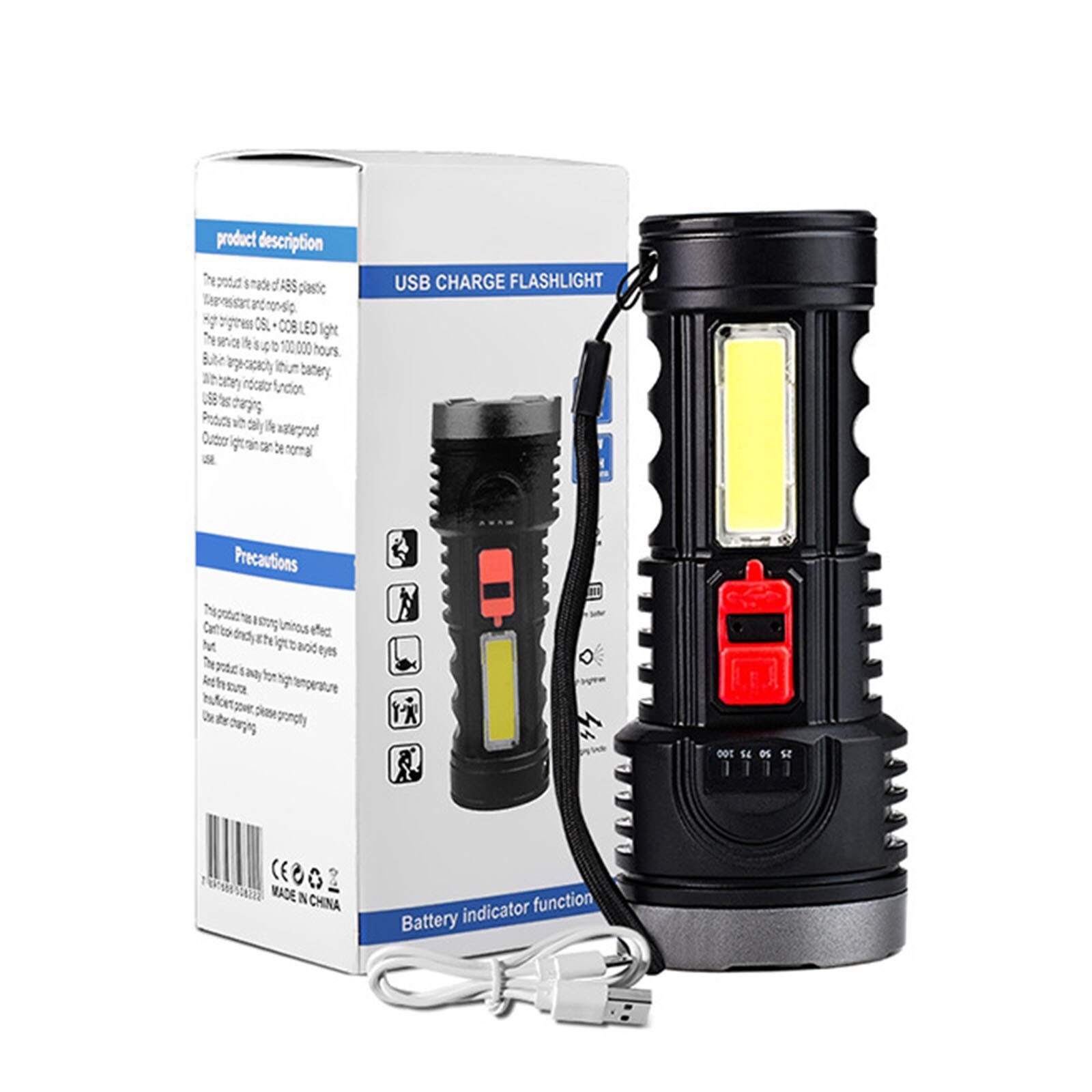 Outdoor Usb Rechargeable Osl+cob Led Flashlight Ultra Bright Torch Light 4 Modes Power Bank Torch Light Bulbs Shock Resistant