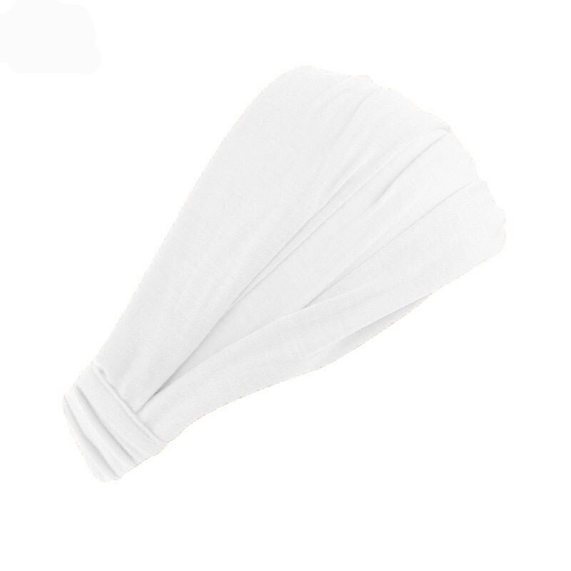 Stretchy dame bomuld hårbånd pandebånd kvinders pandebånd wrap hovedtørklæde kasket 2 in1 bandana turban hårtilbehør til piger: Hvid