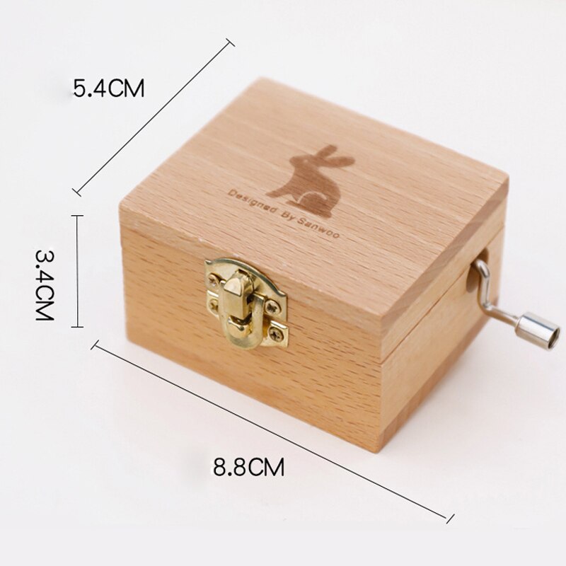 Wood Carving and Color Printing Music Box Cute Animal Music Box Hand Crank Wooden Music Box Children's Birthday Valentine's Day: 10(with mirror)