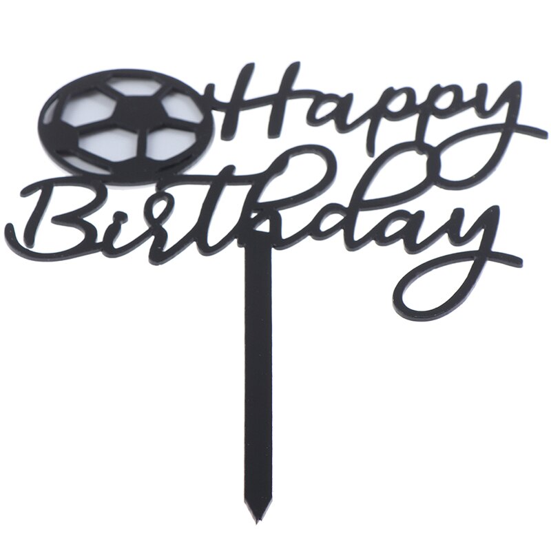 Football Happy Birthday Cake Topper - Sports Theme Party Decoration For Men & Kids (Black)