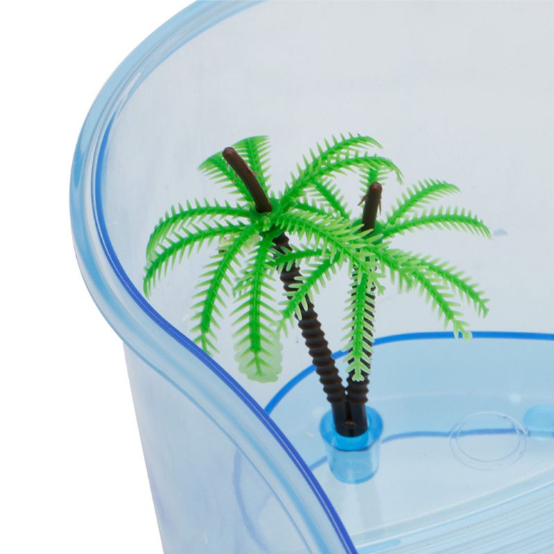 Turtle Habitat Lake Terrapin Reptile Aquarium Tank with Platform Plants L4MB