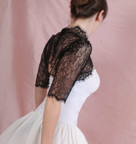 Bridal Lace Zwart Ivoor Wit Bridal Bolero Jasje Bolero 3/4 Mouwen Wedding Bolero Jas