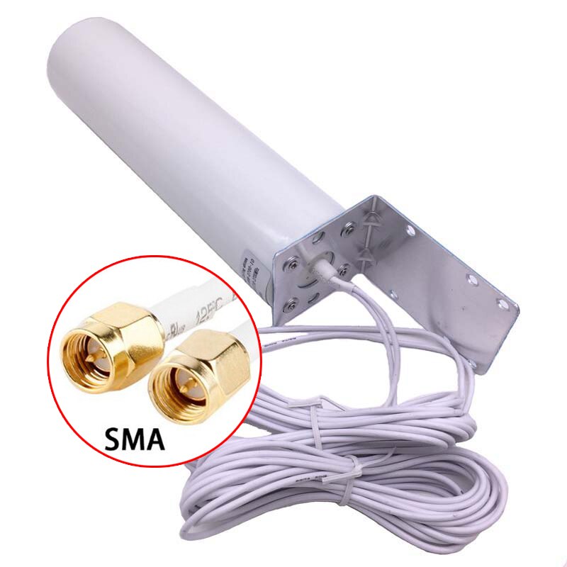 Antena WiFi CRC9 4G LTE para exteriores, SMA Omni Antenne 3G TS9 con 5 metros de Cable de conector dual para módem Huawei ZTE Router: with SMA connector