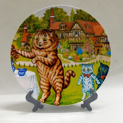 Louis Wain Art Plate Wall Dish Anthropomorphic Cats Kaleidoscope Cats Wall Decorative Plate Hanging Plate Background Decoration: T