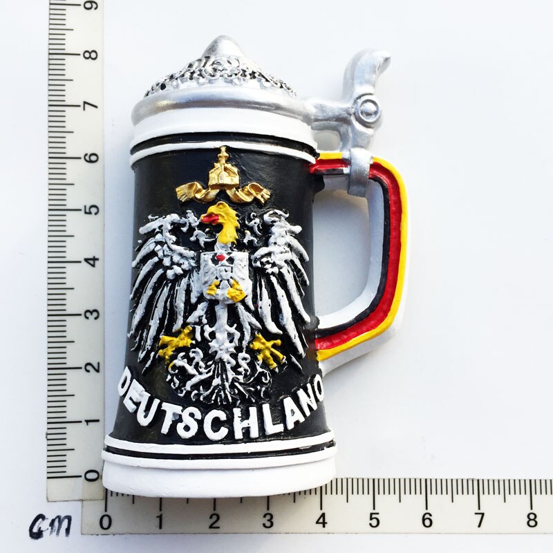 Autocollant magnétique de réfrigérateur allemand, tasse à bière européenne, allemagne, Heidelberg, stuttart, Souvenir de voyage, allemagne: Deutschland Black-L