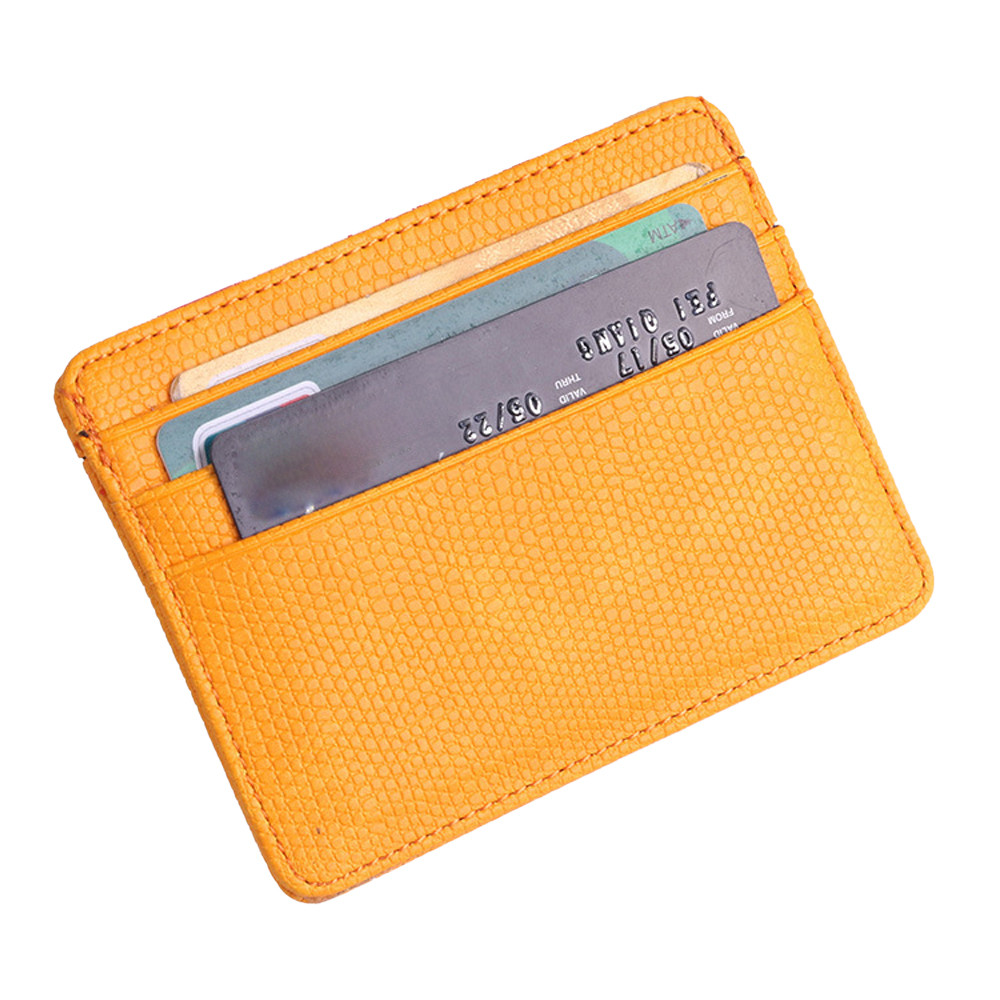#H15 leather card holder slim business card id holder credit card case thin small wallet for men cardholder: Yellow