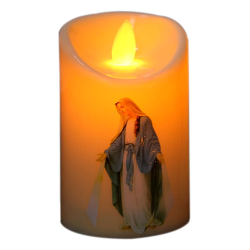 Jesus Christ Candles Lamp LED Tealight Romantic Pillar Light Flameless Electronic Candle Battery Operated: 3